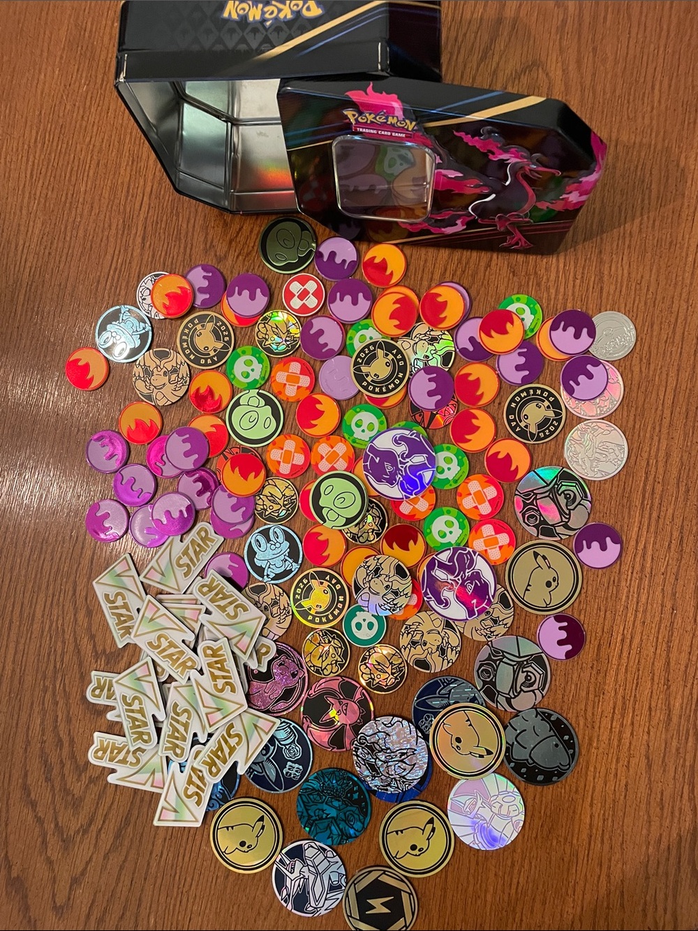 Pokemon Tin of Misc. Pokemon Game Tokens